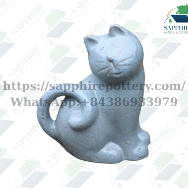 SAP26851420 Light Blue Ceramic Cat Figurine – Cute Handcrafted Home Decor