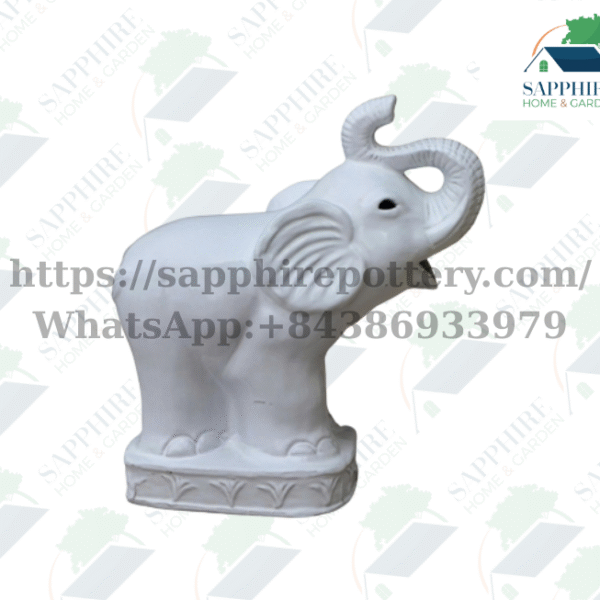 SAP26851413 White Ceramic Elephant Figurine – Elegant Handcrafted Home Decor