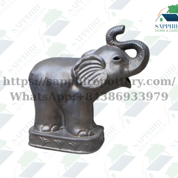 SAP26851414 Silver Ceramic Elephant Figurine – Modern Handcrafted Home Accent