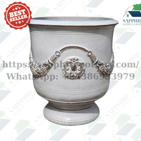 SAP1412038 White Classic Decorative Pedestal Planter