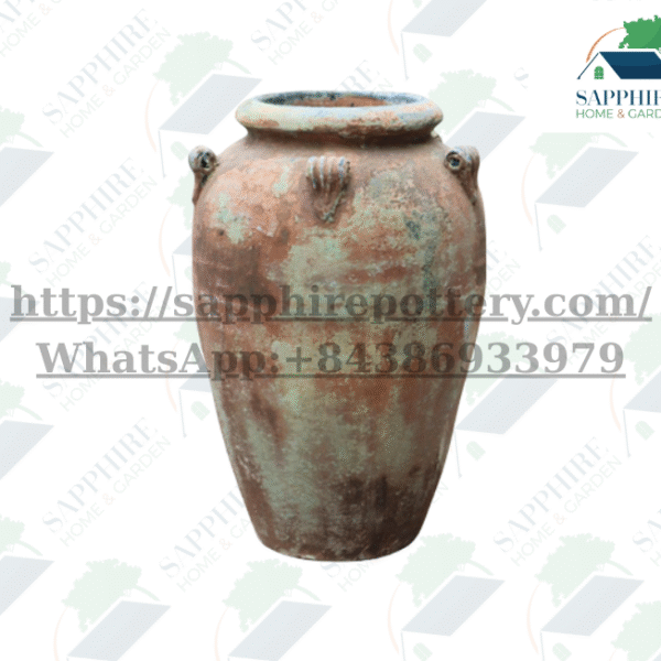 SAP26851431 Vintage-Style Ceramic Jar – Aged Terracotta Vase with Patina Finish