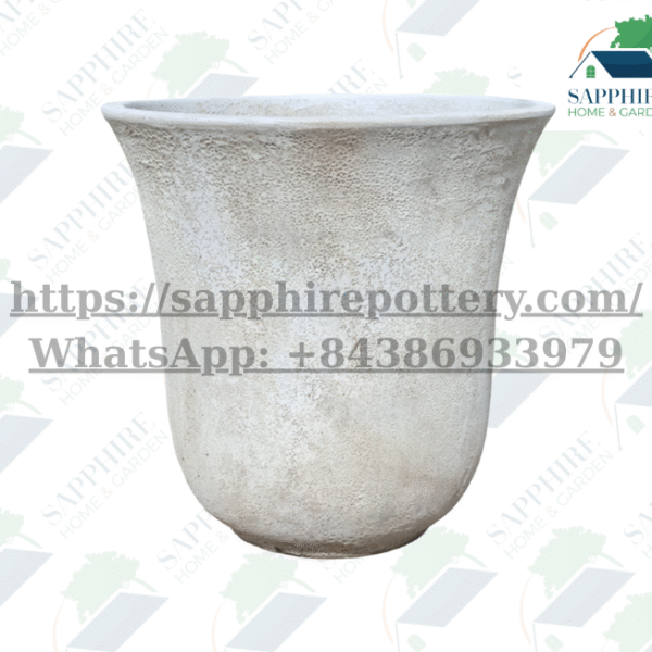 SAP385401 Flared Ceramic Pot – White Atlantis Finish