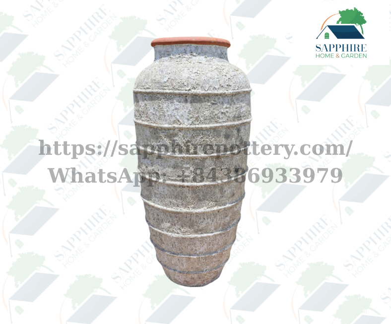 SAP1585823 Large Ribbed Antique Finish Planter