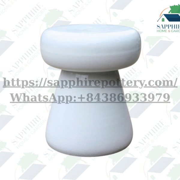 SAP26851423 Glossy White Ceramic Garden Stool