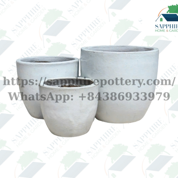 SAP107551 Set of 3 White Finish Planters