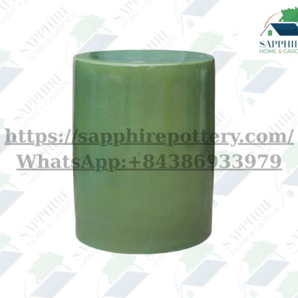 SAP26851410 Glossy Green Ceramic Cylinder Garden Stool
