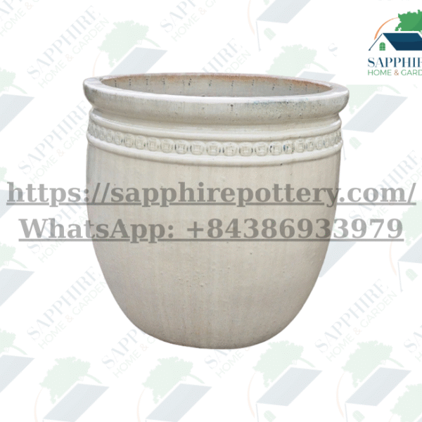 SAP3011309 Cream White Glazed Ceramic Planters – Set of 5