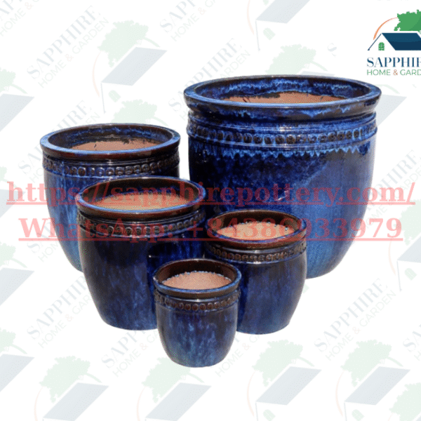 SAP3011311 Brown Blue Glazed Ceramic Planters – Set of 5