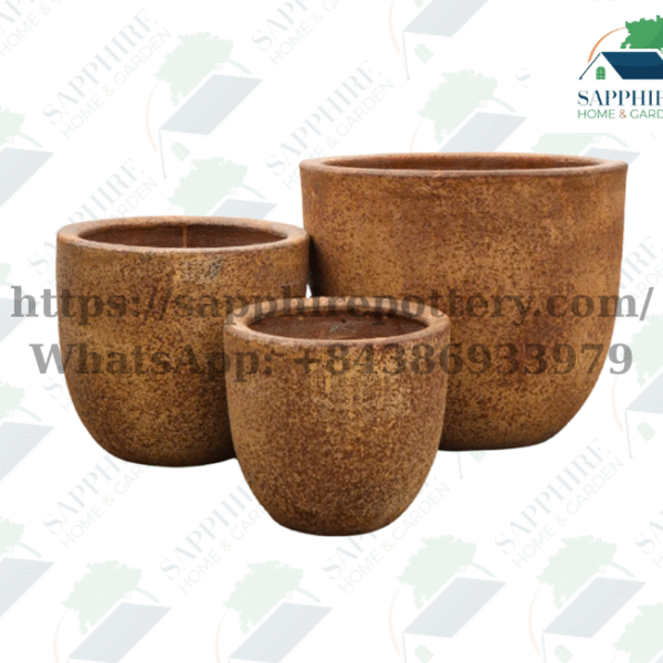 SAP107556 Set of 3 Antique Burned Sand Planters