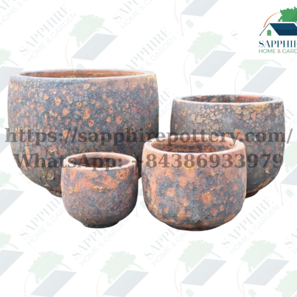 SAP721008 Set of 4 Rustic Atlantis Pots