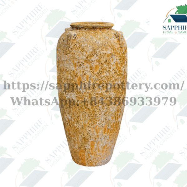 SAP6824930 Tall Orange Atlantis Textured Ceramic Vase – Statement Planter for Indoor & Outdoor Decor