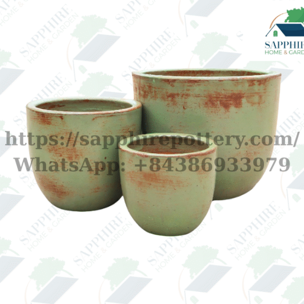 SAP107557 Set of 3 Antique Avocado Planters