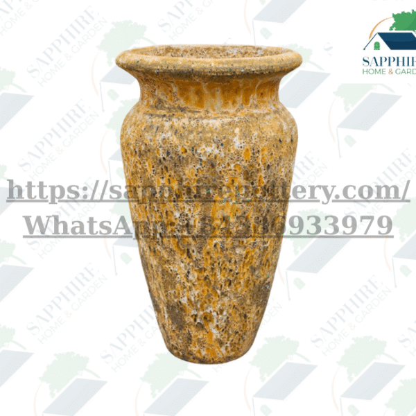 SAP2065804 Rustic Orange Ceramic Floor Vase – Textured Vintage-Style Decorative Vase